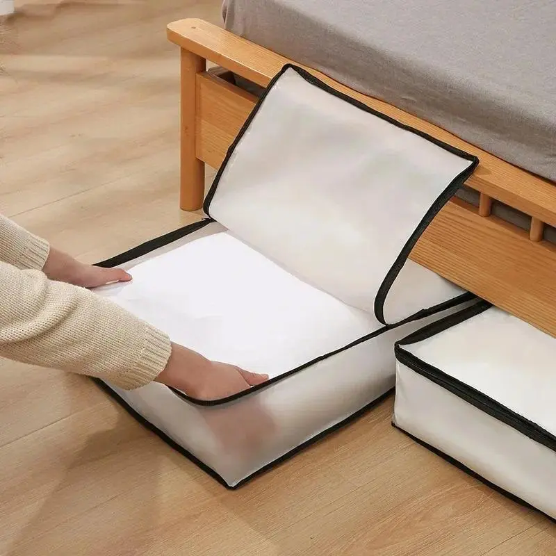 1-2Pcs Underbed Storage Bag Foldable Quilt Bag Wardrobe Clothes Storage Waterproof Dustproof Organizer Large Capacity StorageBag