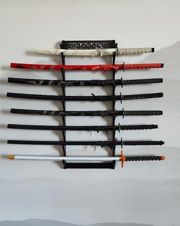 Sword Holder Japanese Velvet Padded Katana Stand Samurai Display Rack Support All Tanto Sword yin and yang 3 Tier