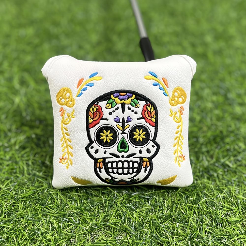 Skull Pattern Magnetic Golf Putter Headcover, 1 Count Durable Faux Leather Golf Putter Headcover, Golf Accessories for Men Golfers, Halloween, Golf Gift, Golf Gift Accessory