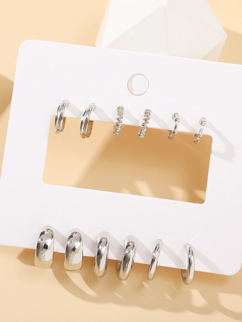 Women's Summer 2024 Elegant Texture Metal Design Hoop Earrings, Trendy Minimalist Hoop Earrings, Gorgeous Jewelry As Gift