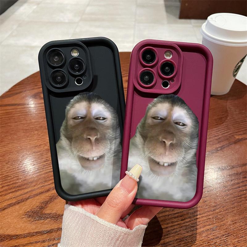 Cute Monkey Pattern Phone Case , Soft Silicone , Fully Protected and Shockproof For iPhone 16 15 Pro Max 14 16Pro 13 12 11 XSMAX Plus Funny Cover MEME
