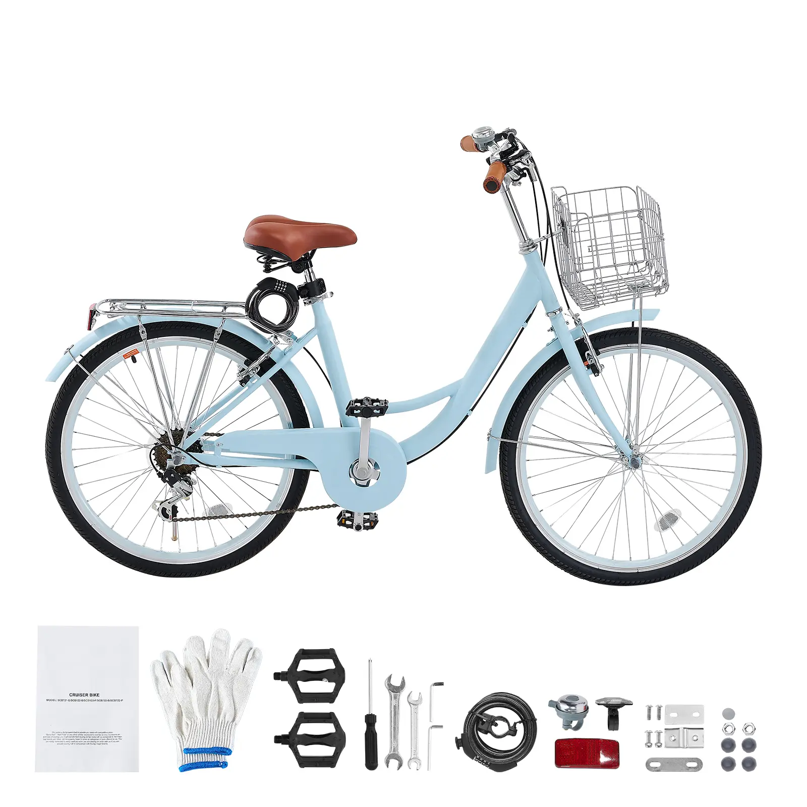 Cruiser Bike, Fits for Cycling, 330 lbs / 149.7 kg Maximum Load Capacity, 110.2 lbs / 50 kg Load Capacity, High-Carbon Steel Construction, Convenient Cargo Capacity