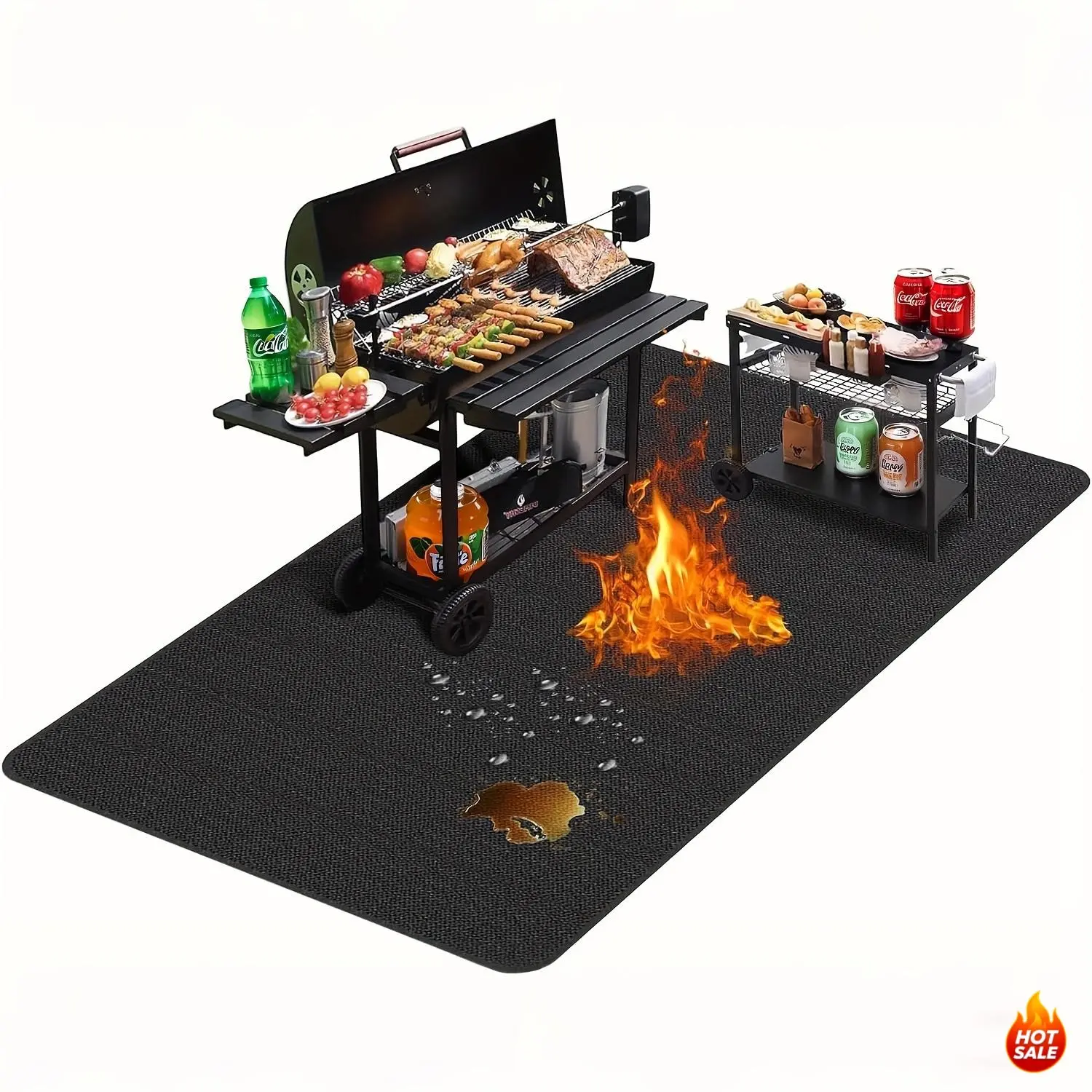 Double-Sided Fireproof Heat-Resistant BBQ Grill Mat - Waterproof Oilproof Protector for Outdoor Grills, Fireplaces, Easy to Clean Multi-Size for Outdoor BBQ Enthusiasts (31x24in, 60x48in)