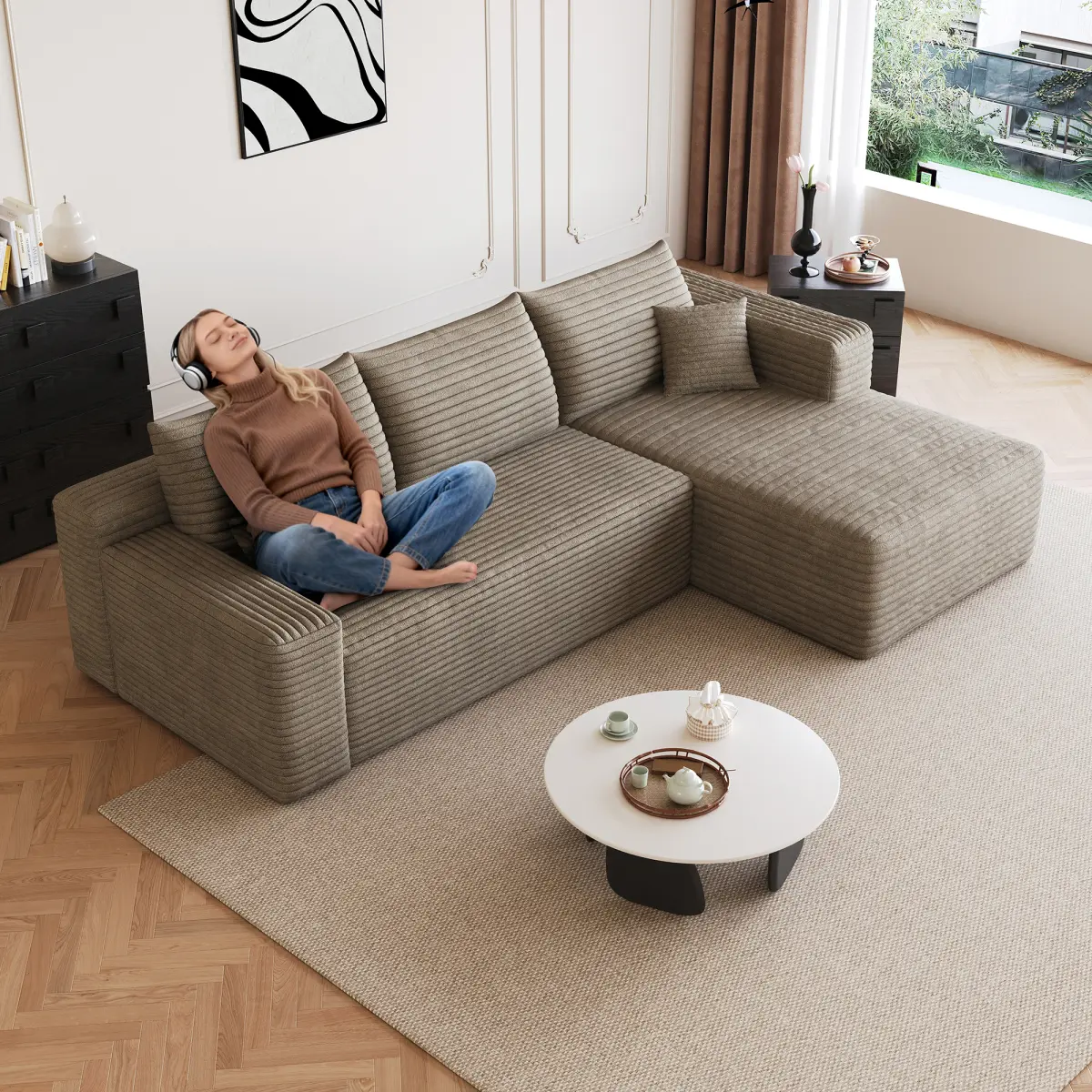 Camel+Right Facing Chaise