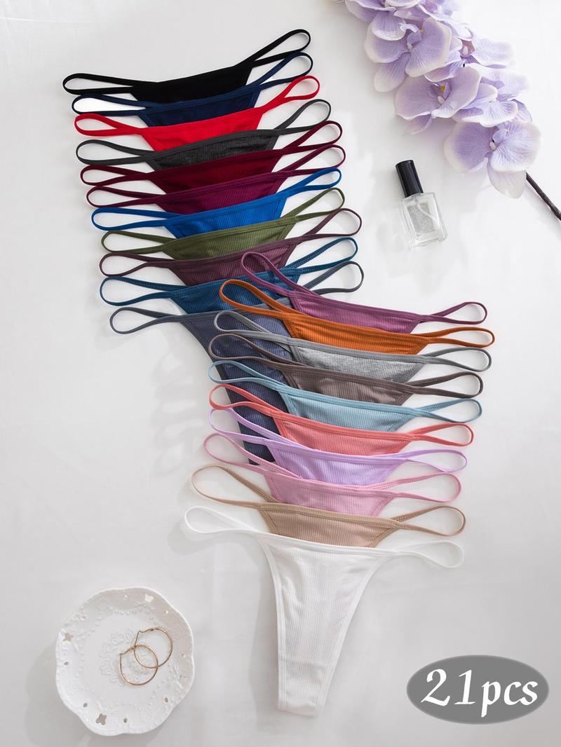 Women's Solid-Color Thongs, Comfortable Soft Breathable Panties for Daily Wear, Women's Underwear for All Seasons, Soft Comfy Panties