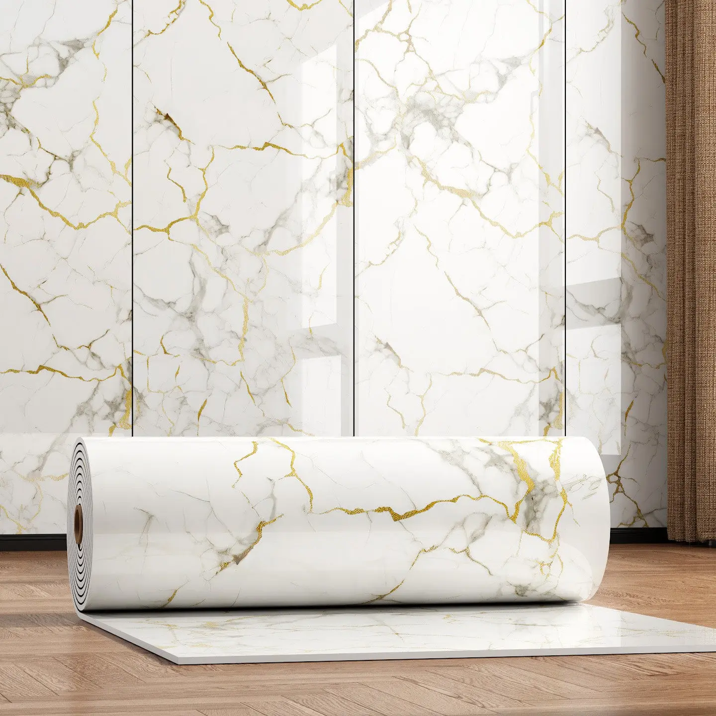 Self-Adhesive Marble Wallpaper, Peel-And-Stick, Easy Installation Wallpaper, Easy Clean, Moisture-Resistant, DIY Friendly, Ideal for Kitchen, Bathroom, Living Room