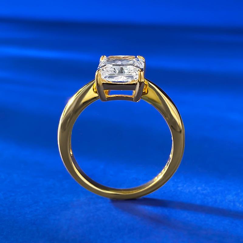 S925 Sterling Silver Ice Flower cut rectangular ring 7*10 8A cubic zirconia ring fashion jewelry accessory woman Girl promise ring springtok-353(50%)