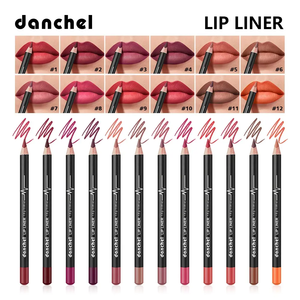 12-Color Creamy Lip Liner Set Kit, Cosmetic Lip Liner, Smooth Glide No Tugging, Waterproof & Smudge-Proof, Highly Pigmented for Defined Fuller Lips, Semi-Matte Long-Lasting Finish, Ideal for Daily Wear & Party Looks Lipliner