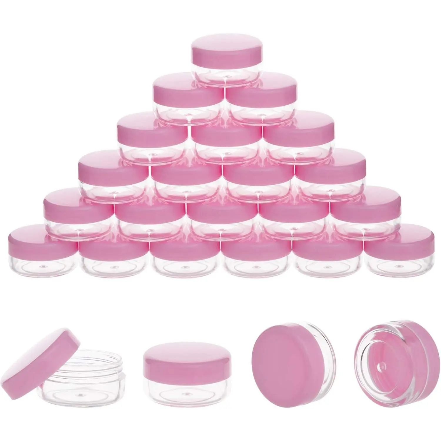 3 Gram Sample Containers, Mini Containers with , 25 Pack  |  Plastic, Leakproof Screw , Lip Balm Containers, Sample Jars for Cream, Lotion, , Travel, DIY