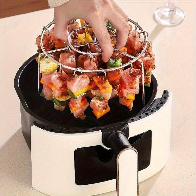 Stainless Steel Vertical Grill Rack + Skewers Set, Multi-Layer Grilling, Even Heating No Flipping Needed, Easy Clean Kitchen & Outdoor BBQ Essential