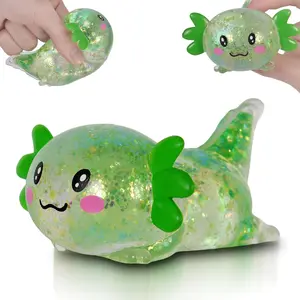 Axolotl Squishy Toy, Cute Slow Rising Fidget Toy for Stress Relief, Soft Squeeze Sensory Toy for Kids and Adults, Handheld Stress Ball for Anxiety and Focus(Green)