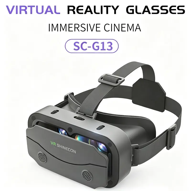 VR Glasses for Mobile Phone SC G13 Virtual Reality Headset, 100 Degree Field of View, High Definition Eye Protecting Lenses, Adjustable Head Strap, Compatible with 4.7 to 7.0 Inch Smartphones, for 3D Movie Watching and Gaming