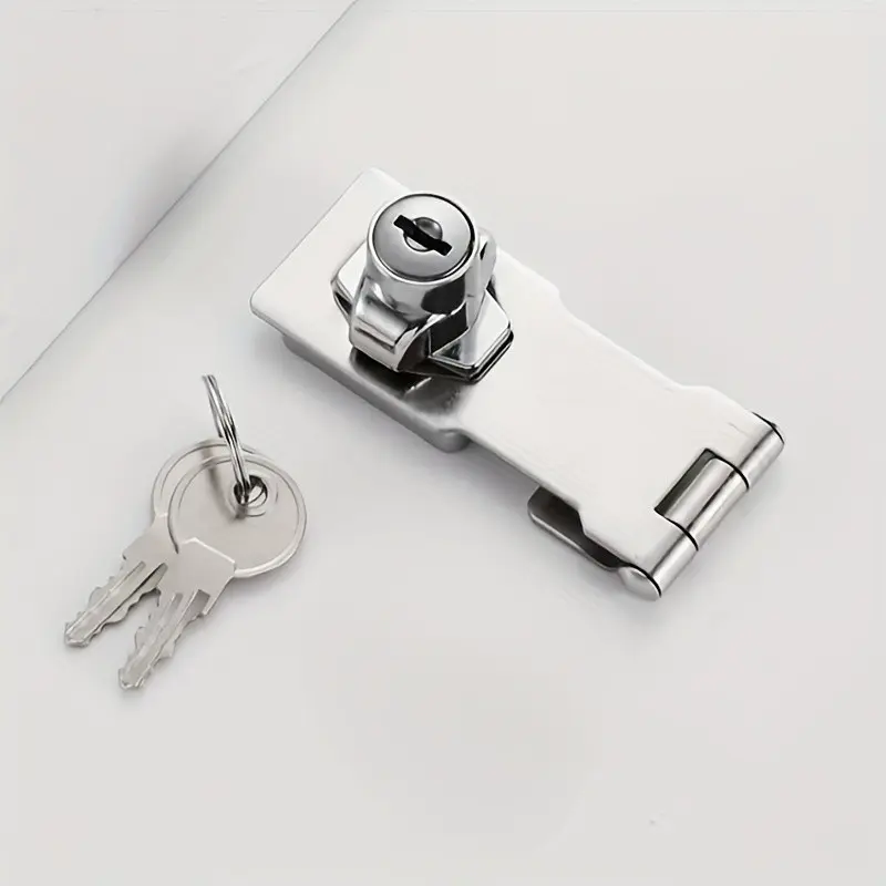 2-In-1 Locks Set with Locking Plates, Thickened Desk Filing Cabinet Locks, Wardrobe Locks, 90-Degree Snap Locks for Shops and Hotels