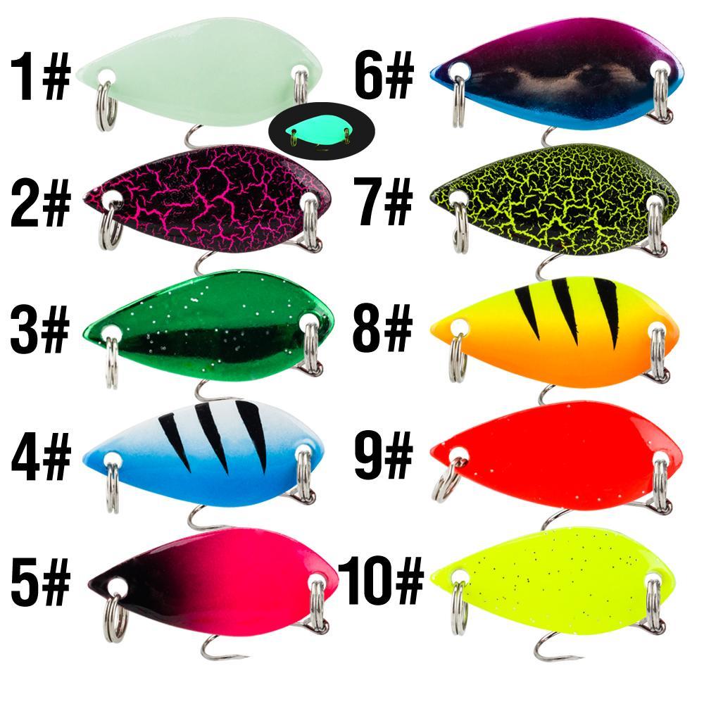 Sinking Metal Spoon Jigging Lures, 10 Colors Artificial Fishing Lure, Hard Fishing Bait for Trout Bass, Fishing Accessories