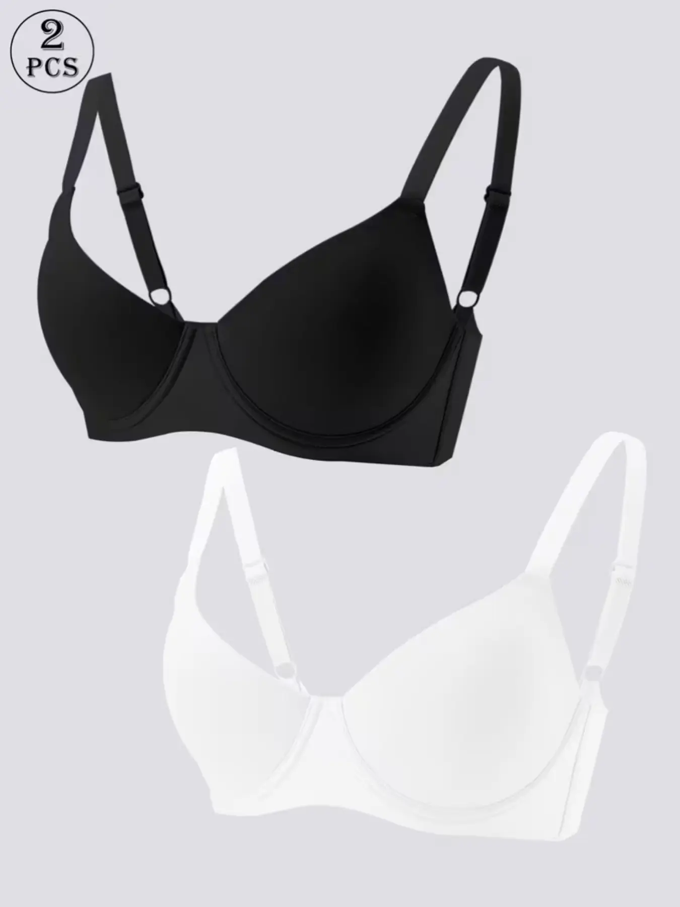 2-Pack Women's Daily Everyday Lingerie Bras, High Support Push-Up Underwire Bra, Comfortable Breathable Smooth Padded Bra, All-Seasons Elegant Bra