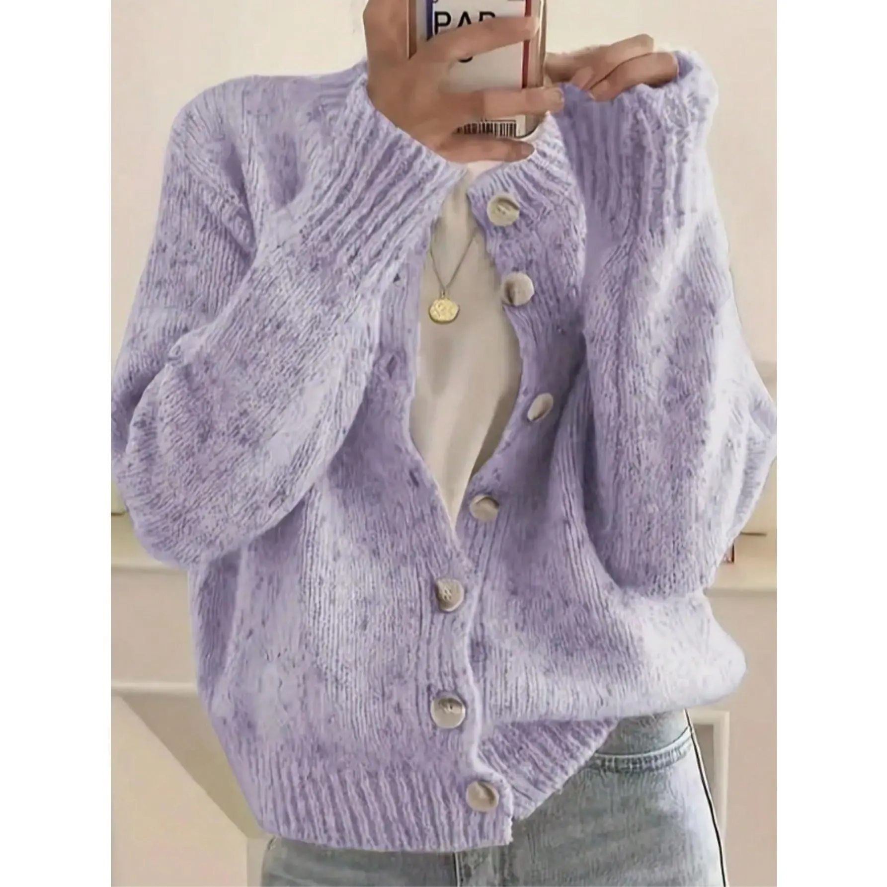Button Down Cardigan Sweaters Crewneck Long Sleeve Knit Outerwear Casual Knitwear
