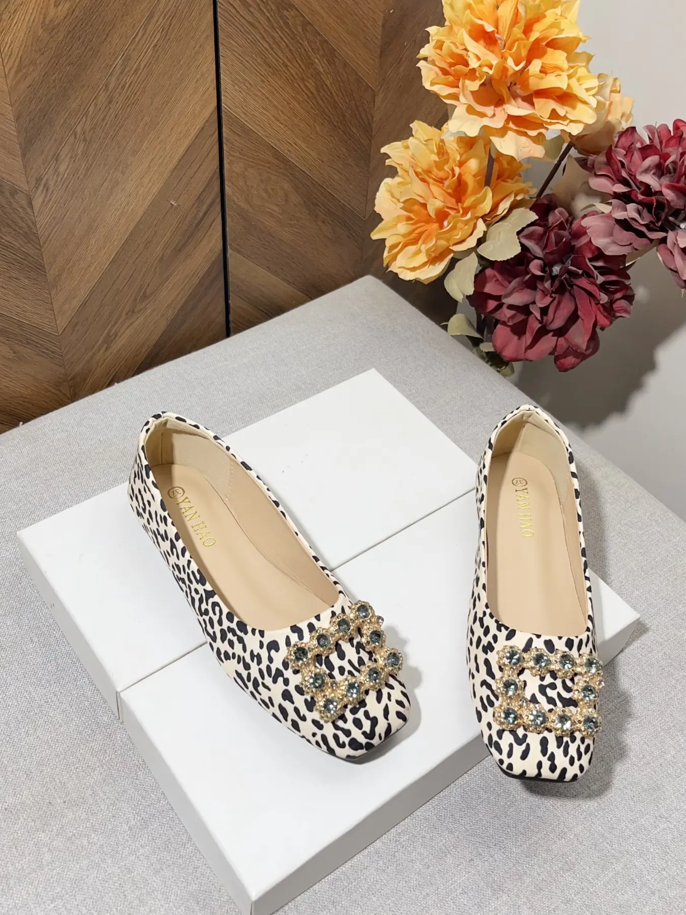 Women's Leopard Print Square Toe Dress Shoes, Soft Rubber Sole, Casual Style, Comfortable and Lightweight, Perfect for All Seasons