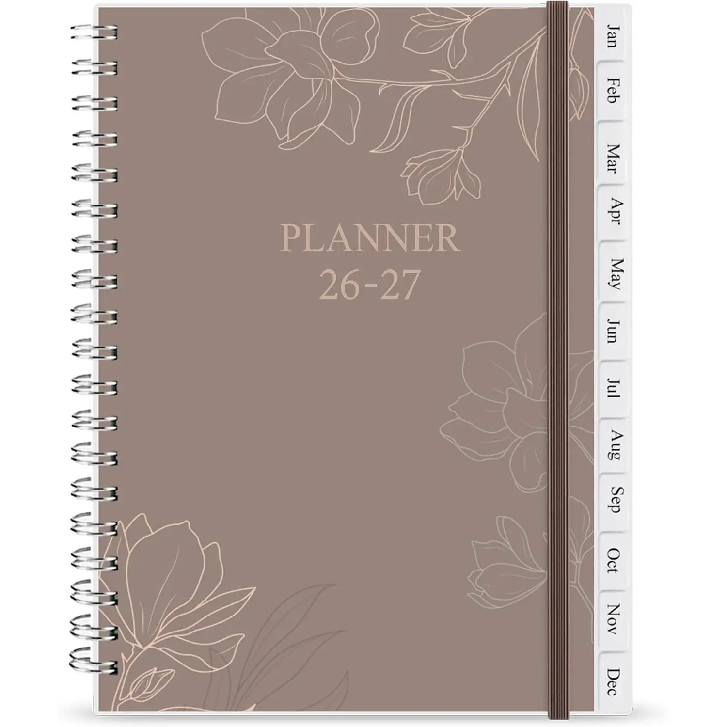 2026-2027 Weekly & Monthly Planner Organizer, 6x8.3" Planning Tool Runs from Jul 2026 to Jun 2027, 12 Laminated Monthly Tabs, 14 Notes Pages, Inner Pocket, Flexible Cover, Wire Binding, Printed Calendars, Brown, Laminated Tabs
