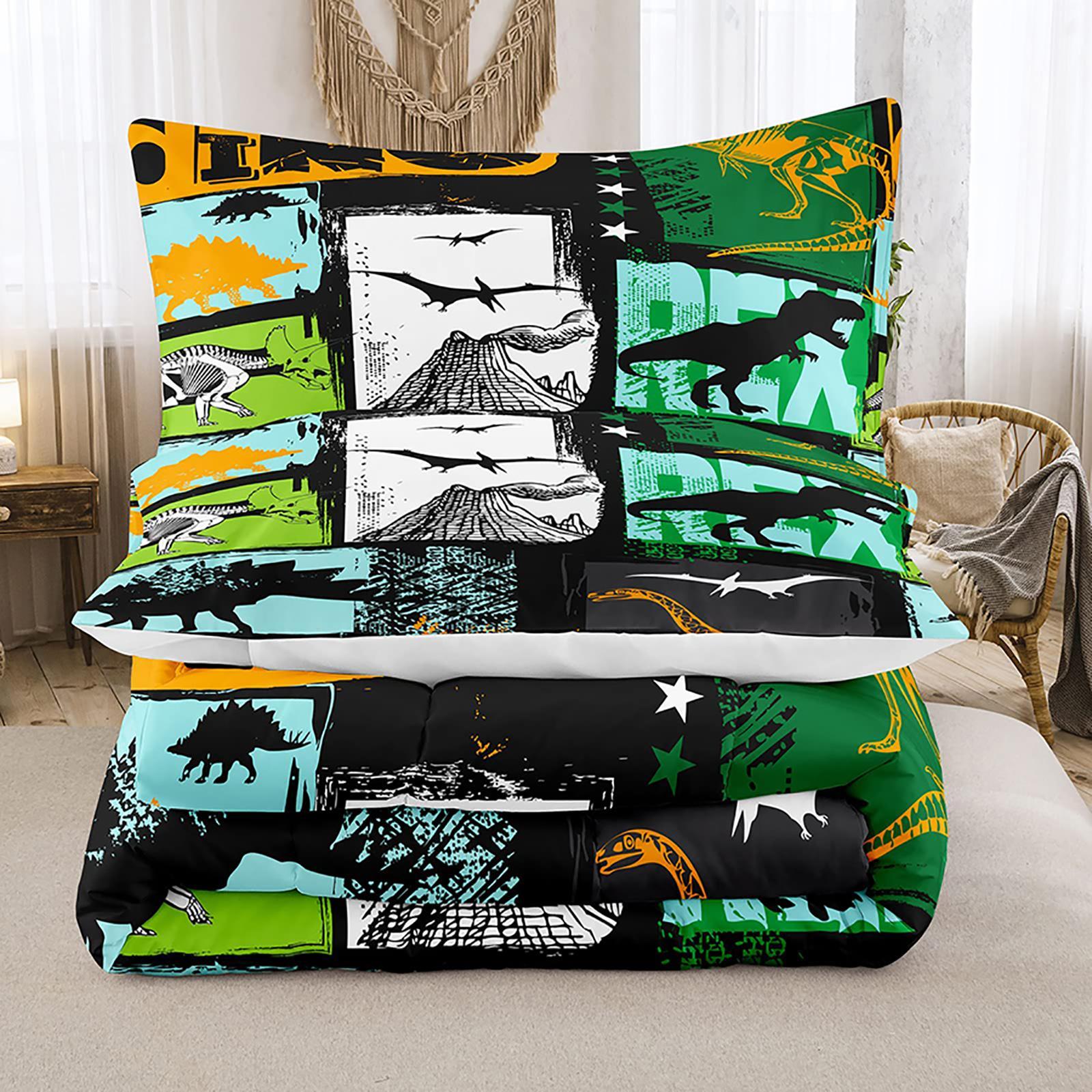 Dinosaur Pattern Bedding Set, 2/3 Counts/set Including 1 Count Comforter & 1/2 Counts Pillowcase without Filler, Soft Comfortable Bedding Set for Home Bedroom, Quilt Bedding Set