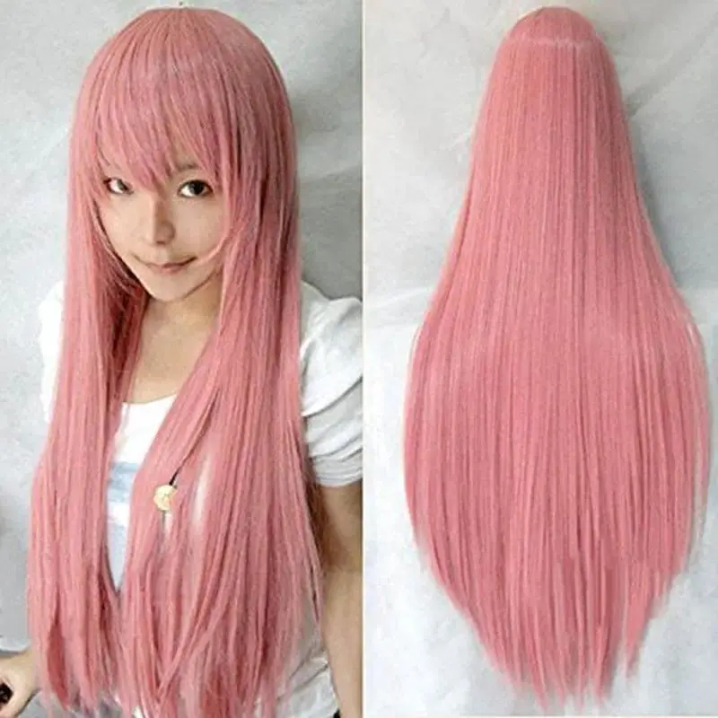 Harajuku Anime Cosplay Wigs For Momoi Satsuki Long Straight Synthetic Hair Wig Pelucas 32" 80 Cm