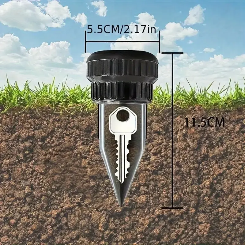 Ground Spike Hidden Key Storage Container - Watertight Plastic Hideaway Case with Pointed Tip for Soil Insertion, Conceal Items, Household Outdoor Lawn Use