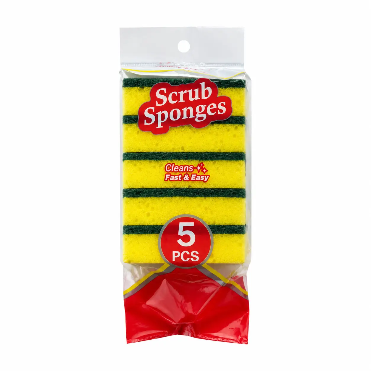 Yellow-Green Polyurethane Polyester Double Sided Cleaning Sponge Wipe 5 Pack, Dishwashing Scrub Sponges for Pots Pans Dishes Sink Countertop Daily Household Kitchen Cleaning