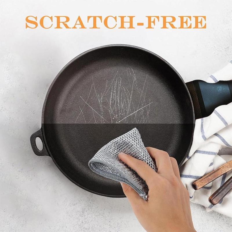 12 PCS Double Layer Wire Dish Cloth, Steel Wire Cleaning Cloth, Multi-purpose Non-Scratch Wire Dishcloth Rag for Cookware, Sinks, Dishes, Cooktops, Household Items