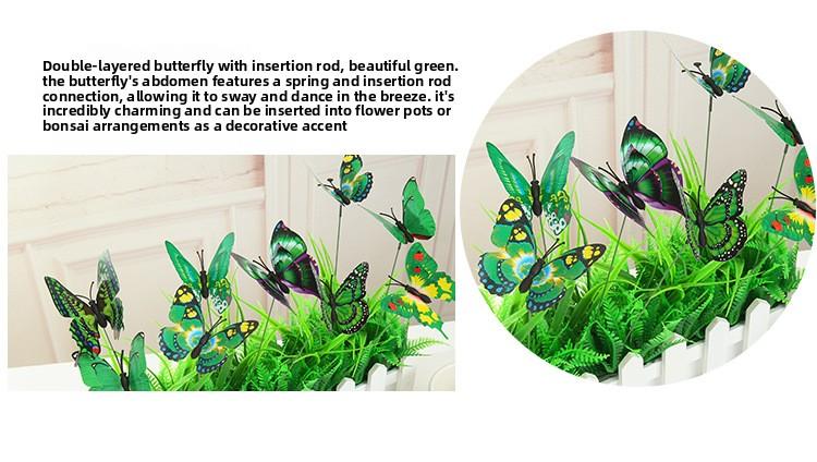 New artificial butterfly crafts, double-layer waterproof, with insertable rods, artificial butterflies for outdoor decoration, pack of 10