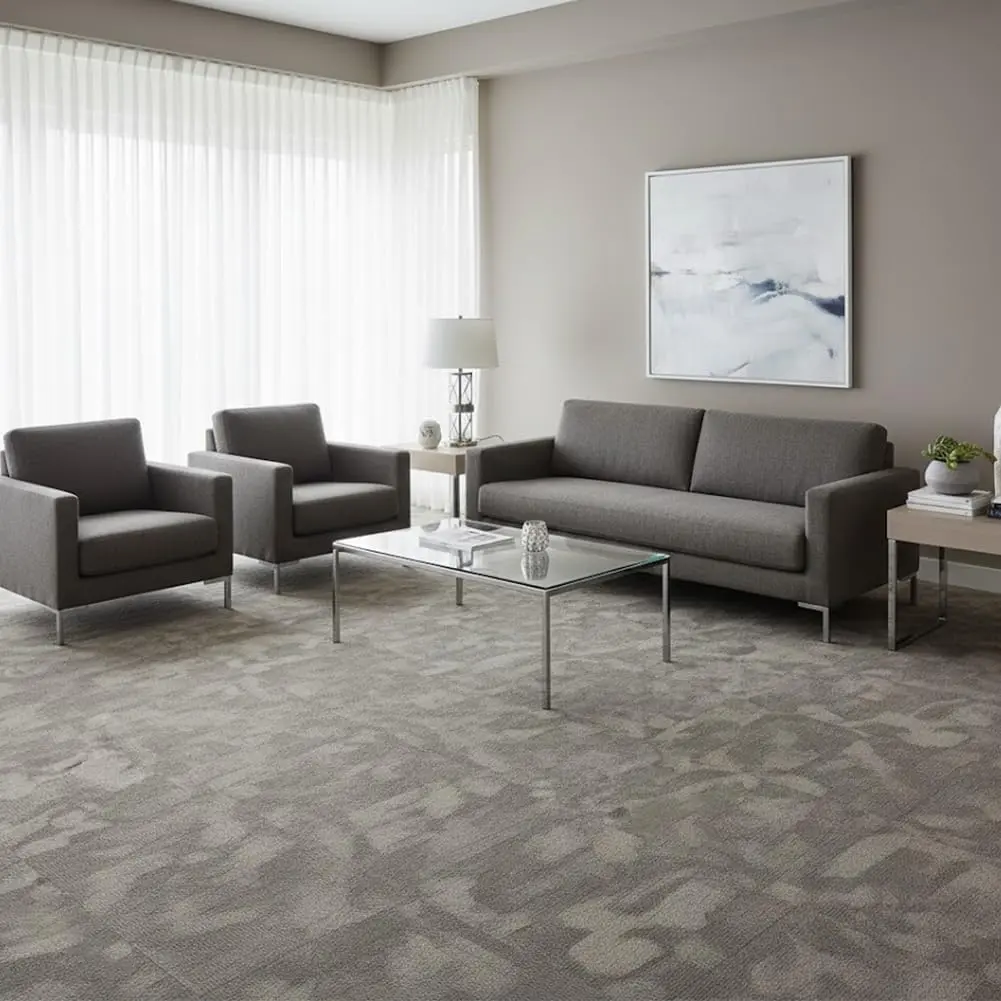 Heavy Duty Commercial Carpet Tiles 20" x 20", 22 count/61.11 sq ft (FlexLok tabs Included),Non-Slip Soft Square Carpet Floor Tile for Office Bedroom Living Room Kitchen Garage Gym (Grey & Khaki)