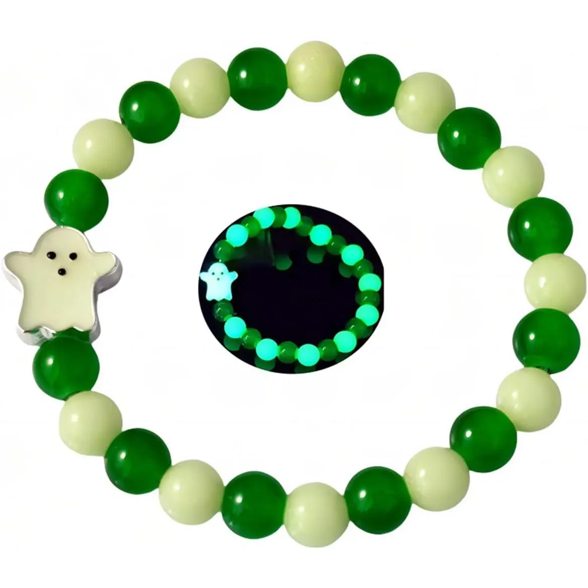 8mm  Volcanic Stone Bracelets for Women,Hallowmas  Luminous Bracelets,Lava Stone Glow bracelet,Elastic Stretch Beads Protection Bracelet for Men