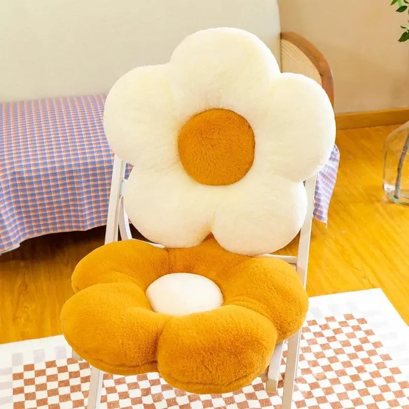 35cm Fur Daisy Flower Cushion Plush Toy Pillow for Office Bed Chair Sleeping Pad Sunflower Comfy Back Plush cojines decorativos