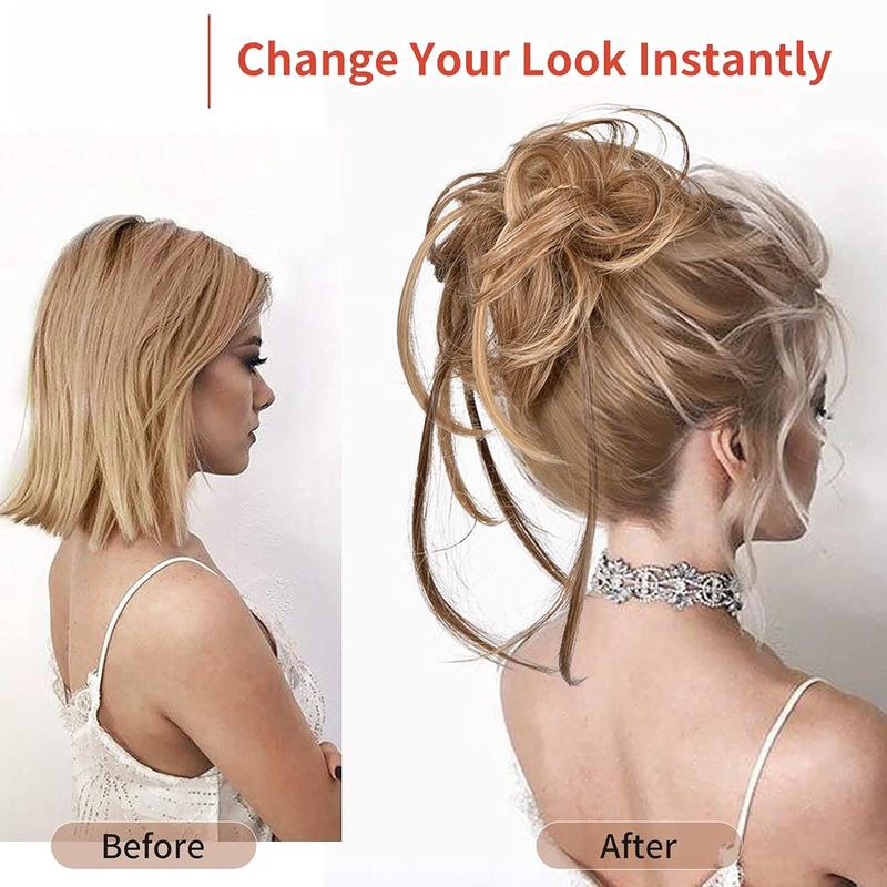 Messy Bun Hair , Super Long Tousled Updo Bun Extensions Wavy Hair Wrap Ponytail Hairpieces Scrunchies with Elastic Hair Band for Women HB007 Grace - Off Black Messy Bun Hair , Super Long Tousled Updo Bun Extensions Wavy Hair Wrap Ponytail Hairpieces Scrunchies with Elastic Hair Band for Women HB007 Grace - Off Black