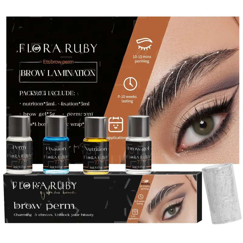FLORA RUBY Eyebrow Lamination Kit Keratin Glue Long Lasting Eyebrow Perm Set Cold Perm for Eyebrows Natural Brows Styling Professional Eyebrow Lifting Product