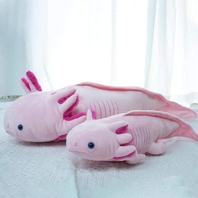 Soft Long Axolotl Plush Pillow Kawaii Colorful Newt Stuffed Toy Fuzzy Salamander Cushion Kids Present