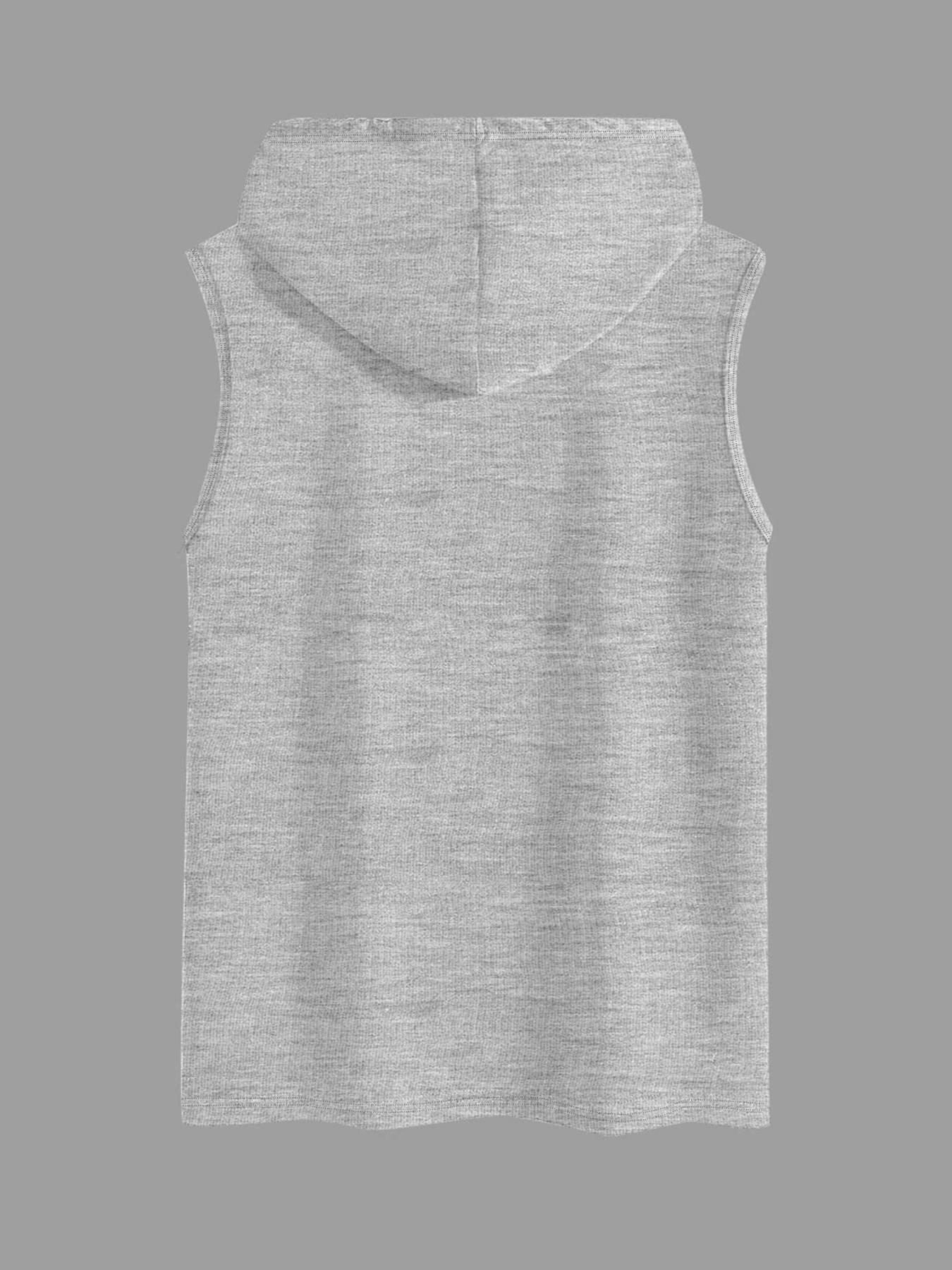 Men's Regular Fit Letter & Bull Head Print Hooded Tank Top, Casual Graphic Sleeveless Top for Summer, Fashion Men's Top for Daily Wear, Workout Tank Top