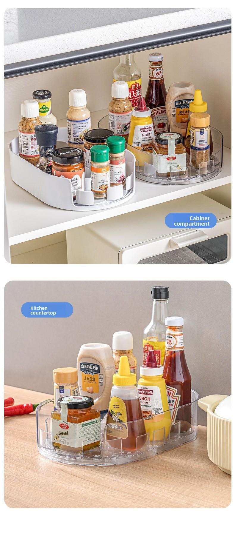 Kitchen Rotating Storage Rack for Drinks Multi - purpose Fridge Rotation Tray Detachable Washable Desktop Bottle Organizer