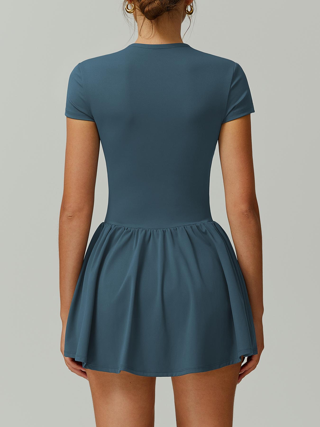 Women's Sporty Zipper Waist Golf Tennis Dress Skirt, Above Knee Tight-Fit Short Sleeve Summer with Storage Pockets Golf Athletic Dress