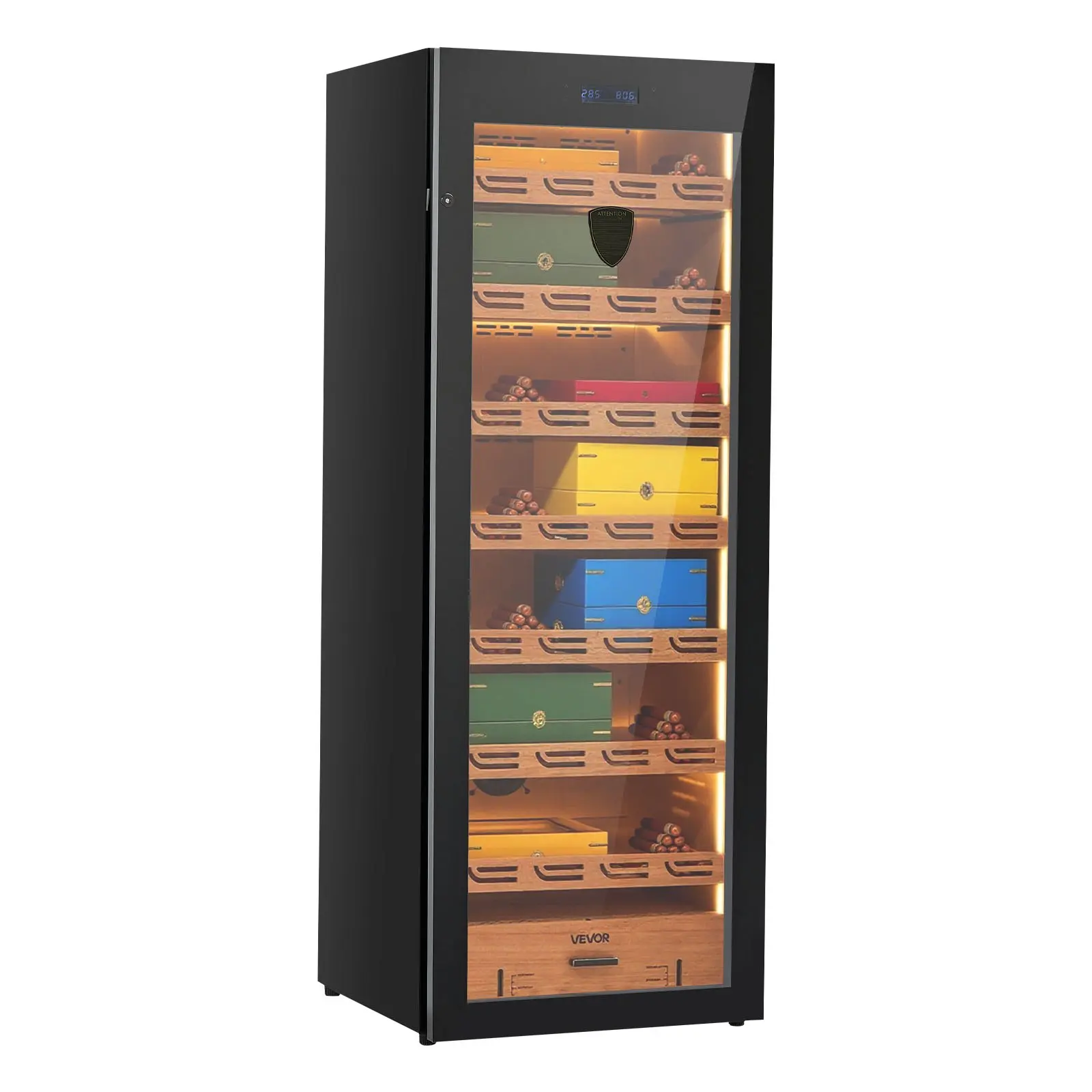 VEVOR Electric Humidor, 288L, 1700 Counts Electric Cigar Humidor Cabinet with Compressor Cooling, Constant Humidity Temperature Control, Spanish Cedar Wood Shelves Drawers, 7 Layers, for Household