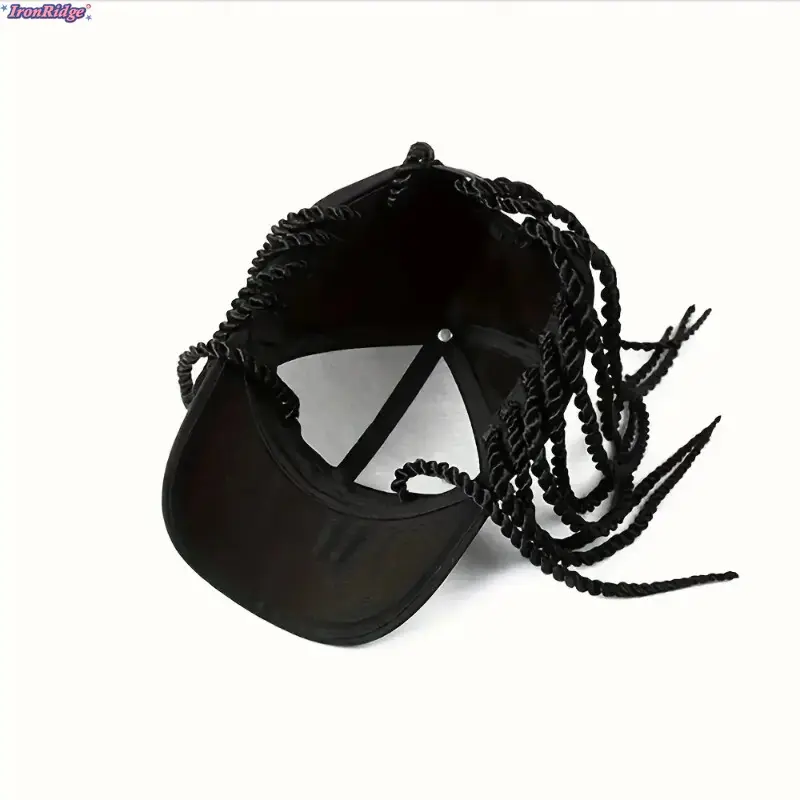 Unisex Hip‑Hop Punk Baseball‑Cap‑with‑Braided‑Dreadlock‑Wig, Adjustable‑Snap‑Back Hat with High‑Temperature‑Fiber Braids, Black/Brown Two‑Length‑Options Novelty‑Headwear for Motorcycle‑Riding, Urban‑Street‑Fashion & Party‑Cosplay‑Use