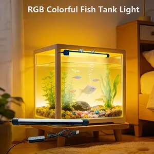 7.8/11.8/15.7 Inch Pet Aquarium LED Light, USB Powered RGB Fish Tank Lamp, 4 Button Control with Timer, Adjustable Brightness and Colors