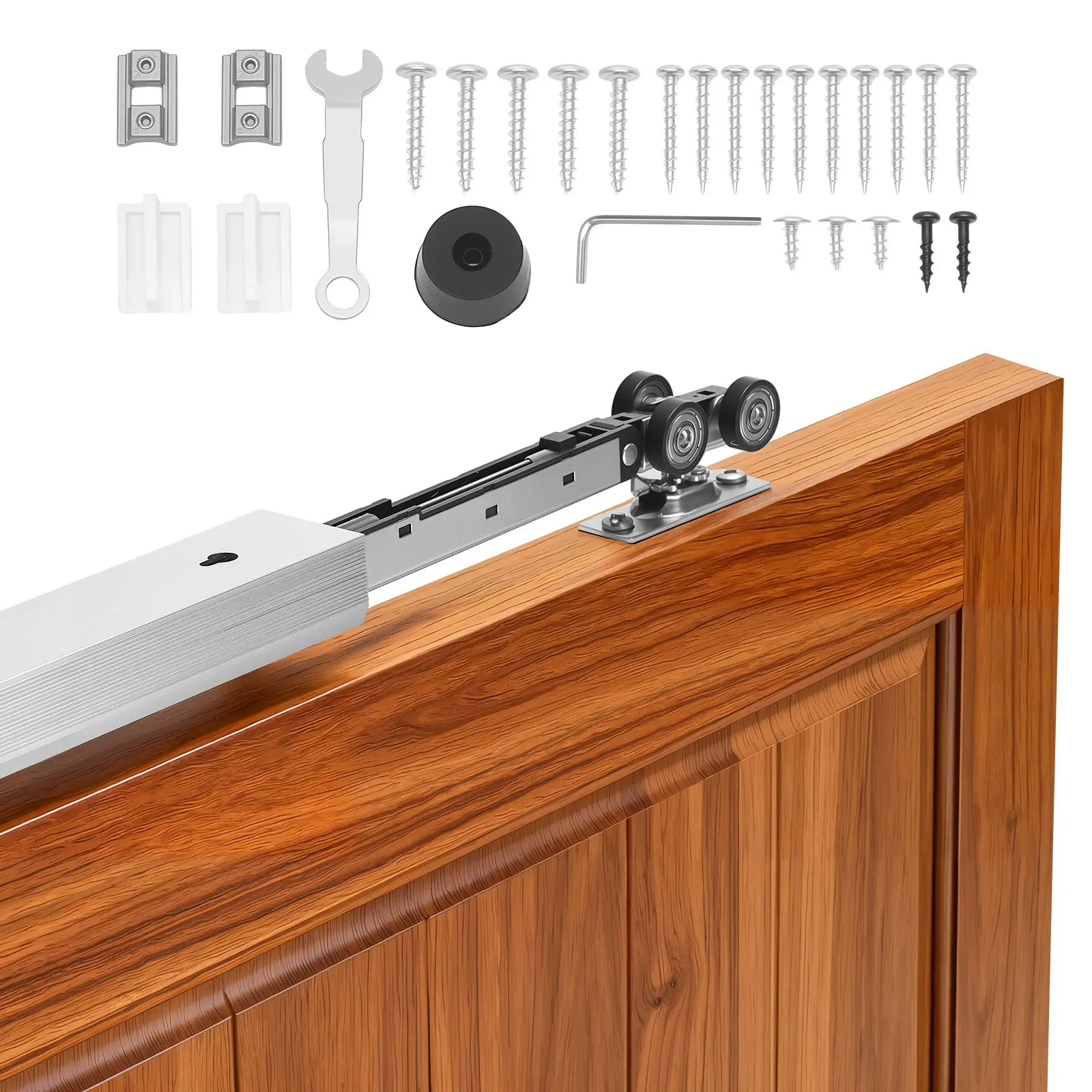 【DealsForYouDays】VEVOR Sliding Pocket Door Hardware Track Kit, 68.74" Pocket Door Track Kit with Soft Close Mechanism for Smooth and Quiet Sliding, Easy to Install, for 1" to 1 3/4" Thickness 36" Width Single Door