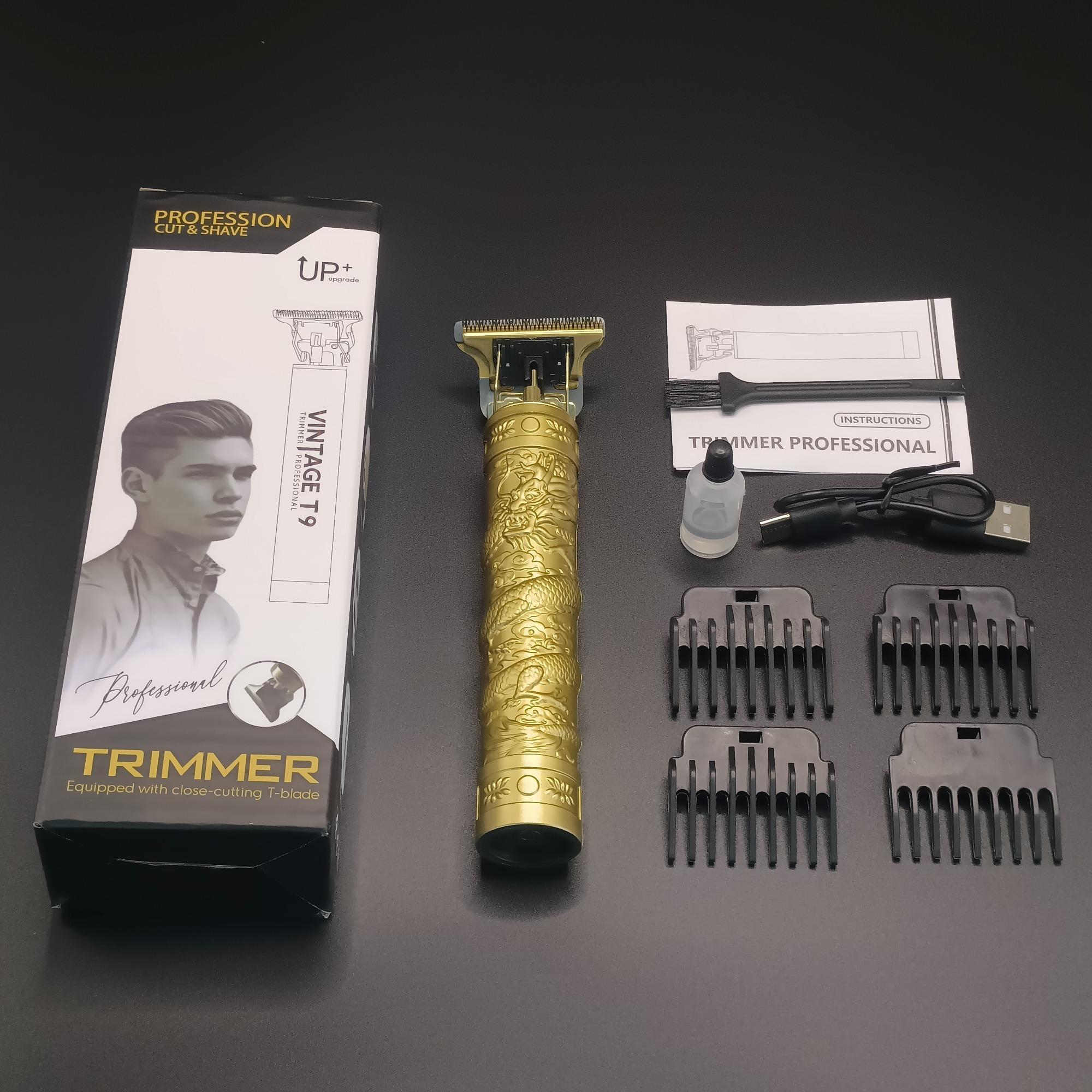 Electric Hair Trimmer Kit, Engraving Pattern T-blade Multifunctional Portable Rechargeable Hair Clipper Set with Display, Hair Styling Tools,Electrical Gadgets, USB Rechargeable Clipper