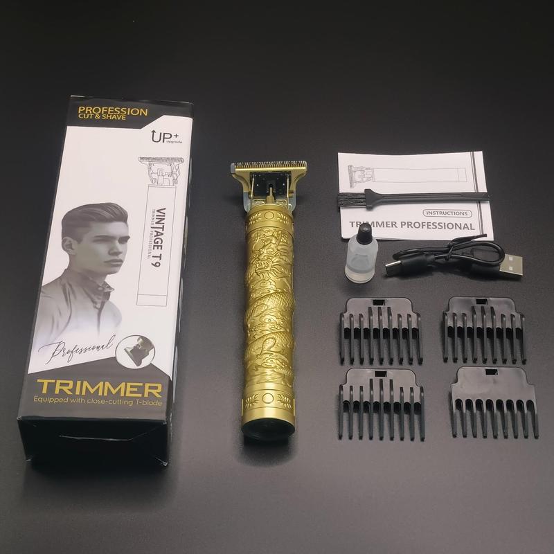 Electric Hair Trimmer Kit, Engraving Pattern T-blade Multifunctional Portable Rechargeable Hair Clipper Set with Display, Hair Styling Tools,Electrical Gadgets, USB Rechargeable Clipper