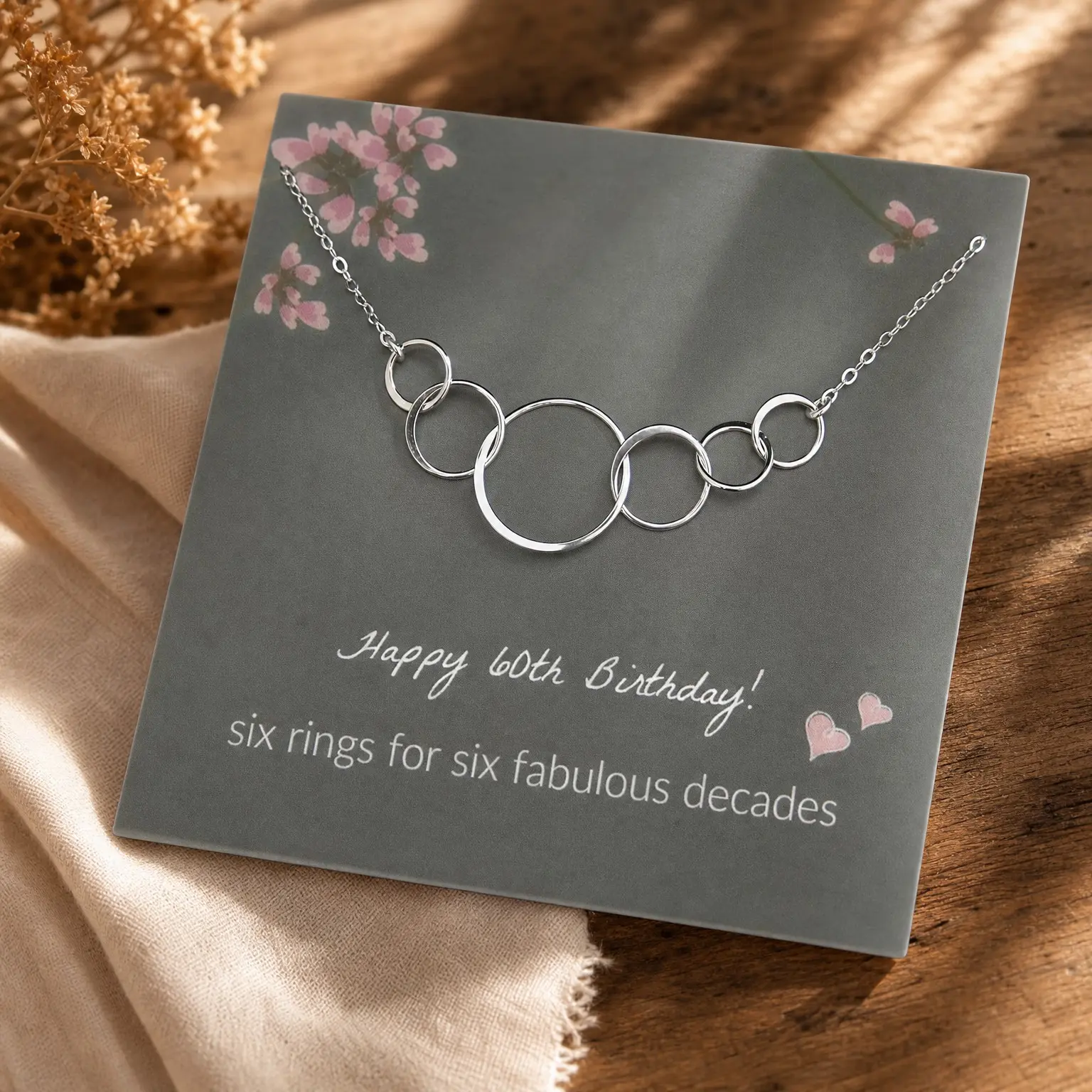 60th Birthday Gifts for Women, Sterling Silver Necklace for 60 Year Old Woman, Cool 60th Birthday Gift Ideas, Turning 60(Gift)