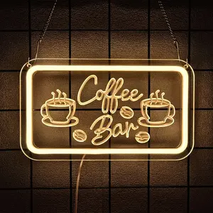 Coffee Bar Neon Light Strip, Carved Kitchen Coffee Shop Bar Store Festival Decor Lamp, USB Powered, Energy Efficient, No Ca Prop 65