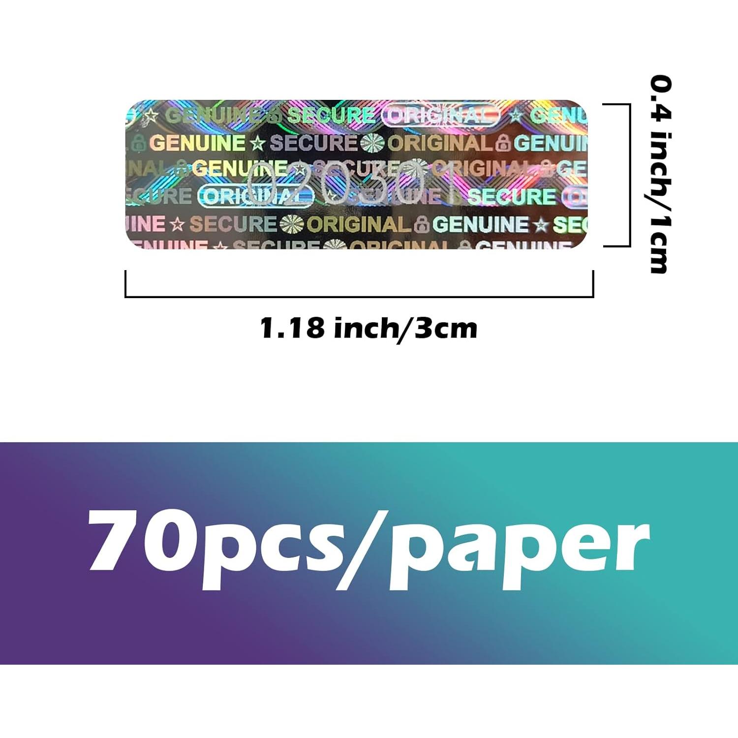 180 count Tamper Proof Hologram Stickers  Seal Genuine Warranty Void Label Tamper evident Seal  Serial Number (1.2x0.4inch)