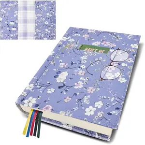 Adjustable Waterproof Soft Canvas Book Cover Protector with Pockets Bookmark Double Side Print Dust Jacket for Paperback Hardcover Ideal Gift for Book Lovers