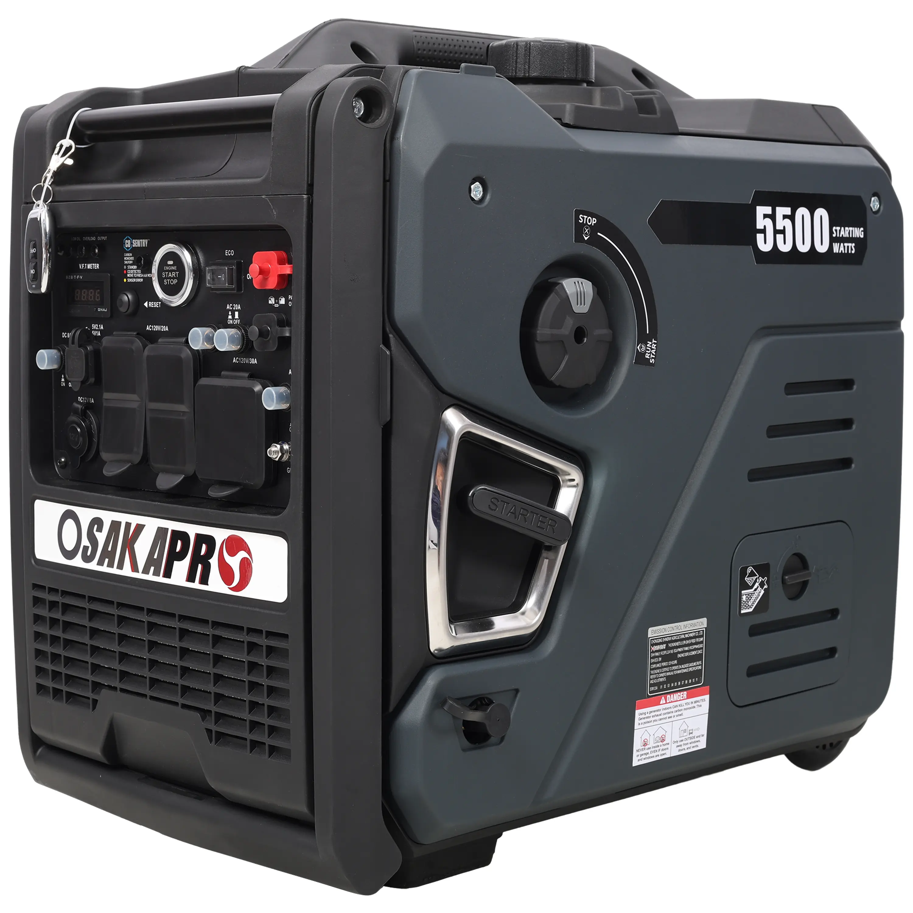 ARCH5.5KW Super Quiet Portable Generator - Inverter Type, Dual Fuel Gas-Powered, Energy Inverter, 224cc 4-Stroke, EPA Compliant, CO Sensor, Electric Remote Start, Foldable Handle, Wheels for Camping RV Home Emergency Power, Energy Inverter Generator, Gas