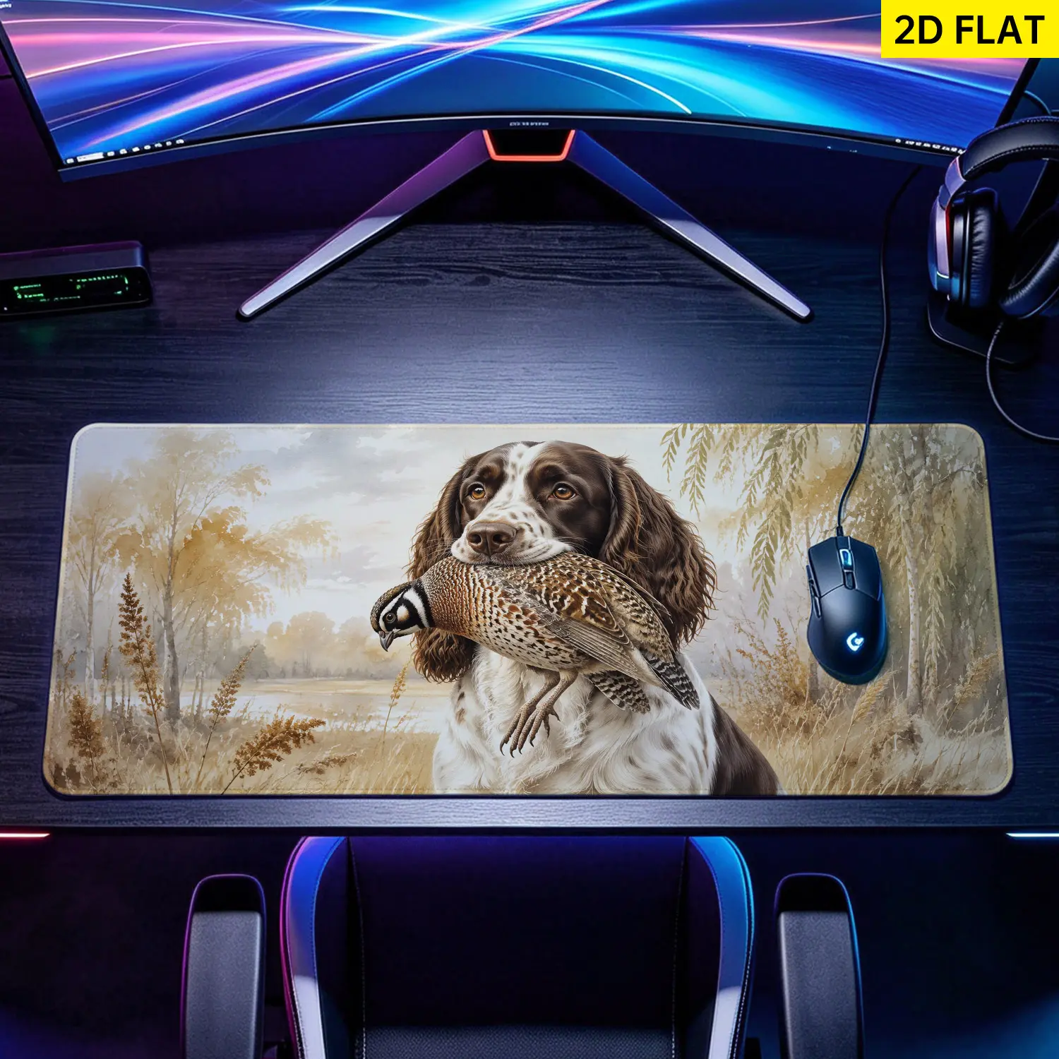 Extra Large watercolor hunting dog Mouse Pad,Non Slip Rubber Pad,Desktop Decoration Drotection Pad,Washable,Lock Edge Multi Size,Premium Multipurpose Mousepad For Office,Study Room,Gift for Family and Friends