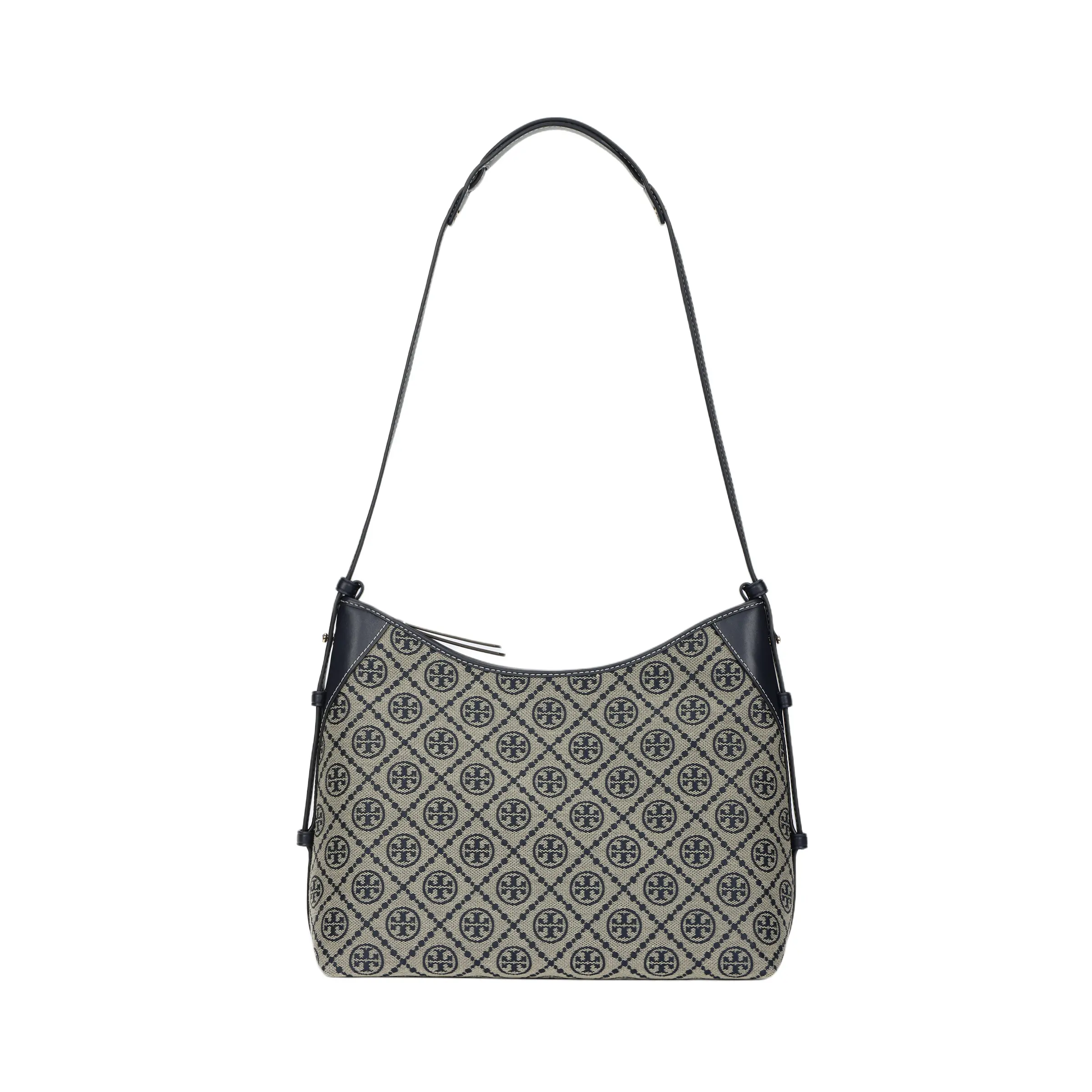 Tory Burch T Monogram Classic Jacquard Handbag for Women with Leather Trim, Blue